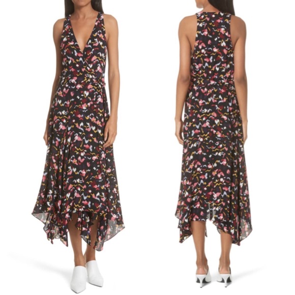 HP π ALC Roslyn Wrap dress silk heart print 4 - Picture 2 of 8